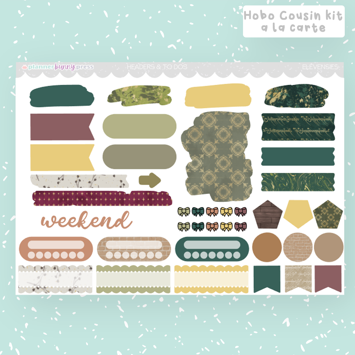 Hobonichi Cousin Weeks Layout Stickers - Headers and Labels, Functional -  Hues and Prints